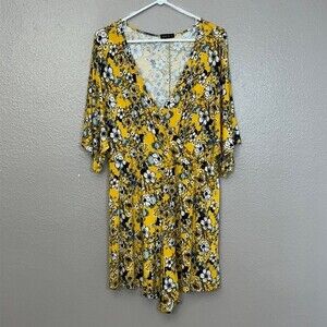 Dolcevida mustard yellow floral romper Large